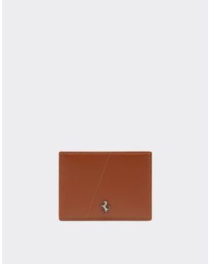 Ferrari Smooth Leather Card Holder - Brown