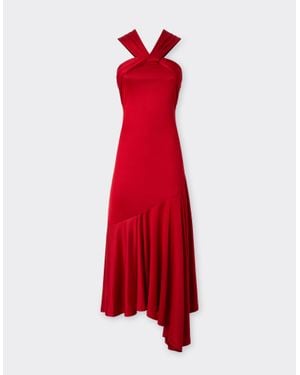 Ferrari Halter-Neck Dress With Asymmetrical Hem - Red