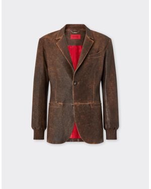 Ferrari Damask Leather Blazer - Brown