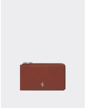 Ferrari Smooth Leather Zip Wallet - Multicolour