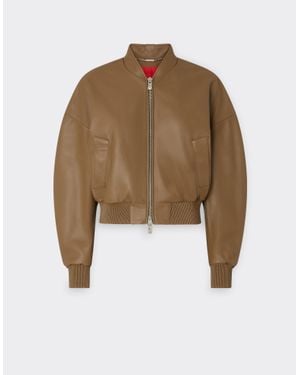 Ferrari Cropped Nappa Bomber Jacket - Natural