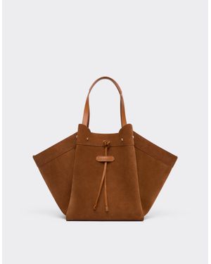 Ferrari Suede And Smooth Leather Tote Bag - Brown