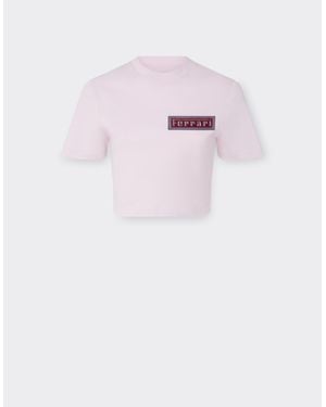 Ferrari Cropped T-Shirt With Patch - Pink