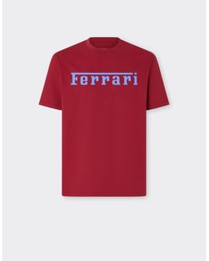Ferrari Camiseta De Algodón Con Logotipo - Rojo