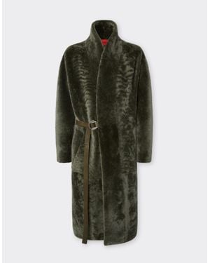 Ferrari Shearling Coat With Astrakhan Effect - Green