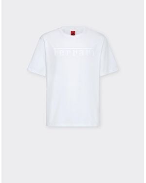 Ferrari Cotton T-Shirt With Logo - White