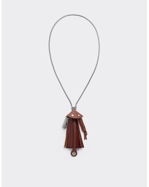 Ferrari Metal And Semi-Gloss Leather Necklace - White