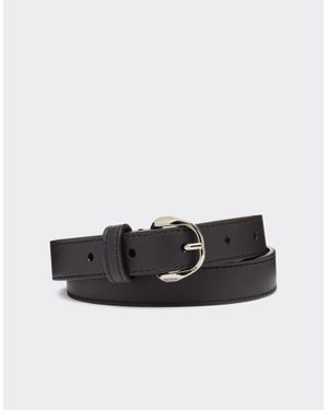 Ferrari Thin Leather Belt With Prancing Horse Detail - Black