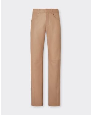 Ferrari Leather Trousers With Buckle - Natural