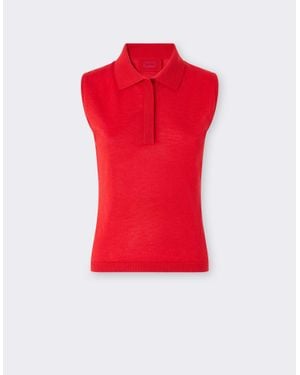 Ferrari Sleeveless Cashmere And Silk Polo - Red