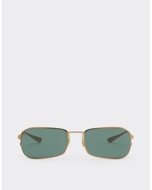 Ferrari Matte Titanium Sunglasses With Dark Lenses - Green