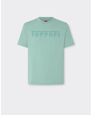 Ferrari Cotton T-Shirt With Logo - Green
