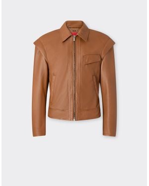 Ferrari Deer-Effect Nappa Leather Blouson - Brown