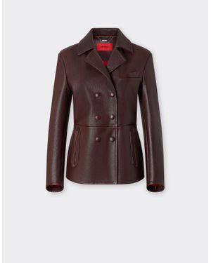 Ferrari Double-Breasted Leather Jacket - Brown