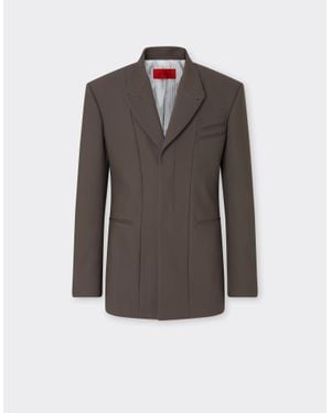 Ferrari Single-Breasted Crepe Blazer - Gray