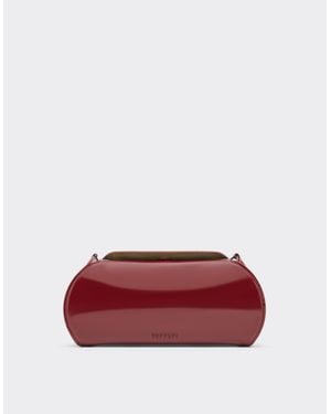Ferrari Dino Leather Wallet With Shoulder Strap - Red