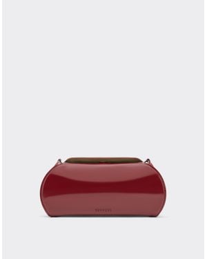 Ferrari Dino Leather Wallet With Shoulder Strap - Red