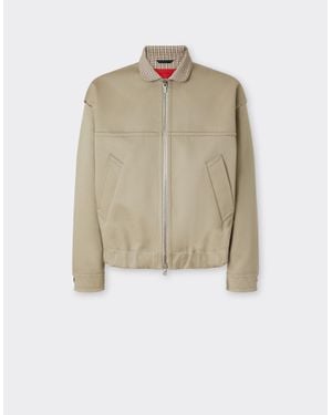 Ferrari Double Mackintosh Blouson With Prince Of Wales Check Collar - Natural