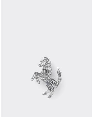 Ferrari Kleine Anstecknadel Mit Springendem Pferd Und Strass - Weiß