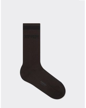 Ferrari Long Cotton Socks With Logo - Black