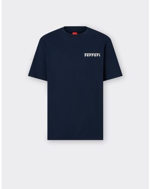 Ferrari Cotton T-Shirt With Logo - Blue