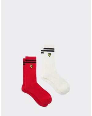 Ferrari Terry Cloth Sock Set With Scudetto - White