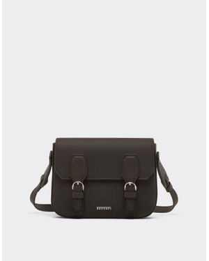 Ferrari Waxed Leather Messenger Bag - Black