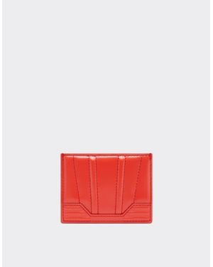 Ferrari Gt Brushed Leather Card Holder With Livery Motif - Red