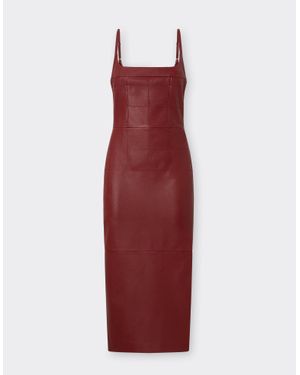 Ferrari Vestido Midi De Napa Con Efecto Ciervo - Rojo