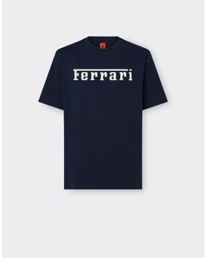 Ferrari Cotton T-Shirt With Logo - Blue