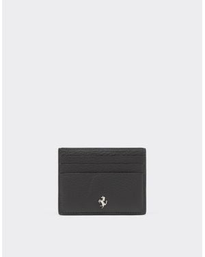 Ferrari Garnet Leather Card Holder With Prancing Horse - Gray