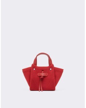 Ferrari Mini Knit And Leather Tote Bag - Red
