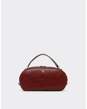 Ferrari Bolso Dino Mini Bowling Bag Soft En Piel Semibrillante - Rojo