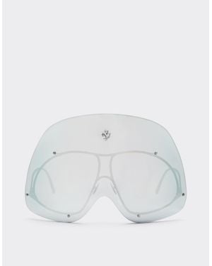Ferrari Limited Edition Gunmetal Sunglasses With Mirrored Shield - White