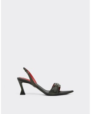 Ferrari Leather Sandal With Heel - White