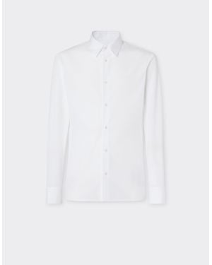 Ferrari Poplin Shirt With Embroidered Logo - White