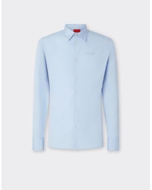 Ferrari Poplin Shirt With Embroidered Logo - Blue