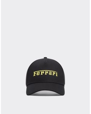 Ferrari Baseball Cap With Rubberized Logo - Black