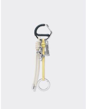 Ferrari Multicoloured Metal And Leather Keyring With Charm - White