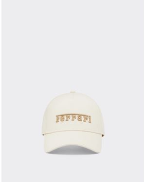 Ferrari Baseball Cap With Embroidered Logo - Natural