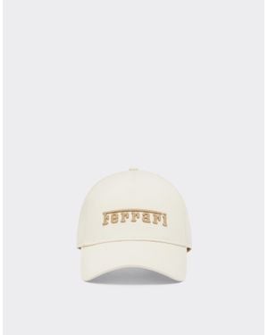 Ferrari Baseball Cap With Embroidered Logo - Natural