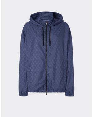 Ferrari Nylon Windbreaker With Prancing Horse Motif - Blue