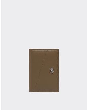 Ferrari Card Holder With Smooth Leather Pocket - White