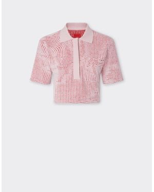 Ferrari Cropped Polo Shirt - Pink