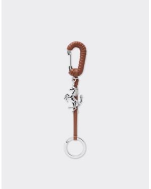 Ferrari Metal And Leather Keyring With Charm - White