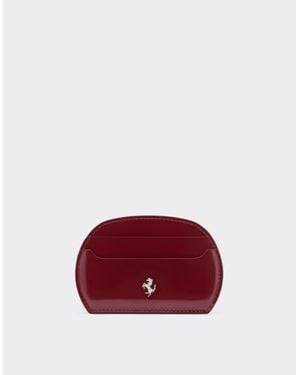 Ferrari Dino Glossy Leather Card Holder - Red