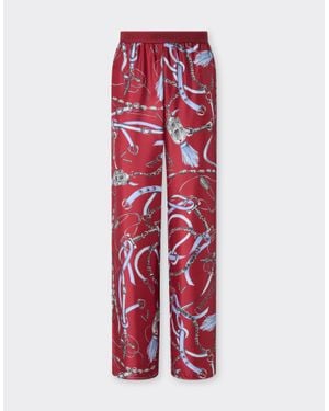 Ferrari Silk Pants With Closet Print - Red