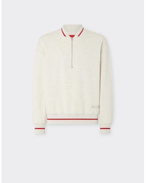 Ferrari Melange Cotton Sweatshirt - White