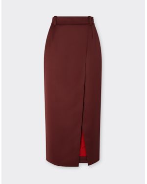Ferrari Wool Satin Skirt - Red
