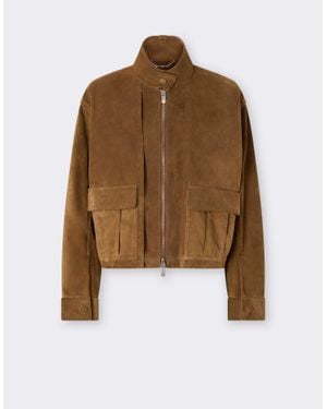 Ferrari Suede Blouson With Oversized Shoulders - Blue